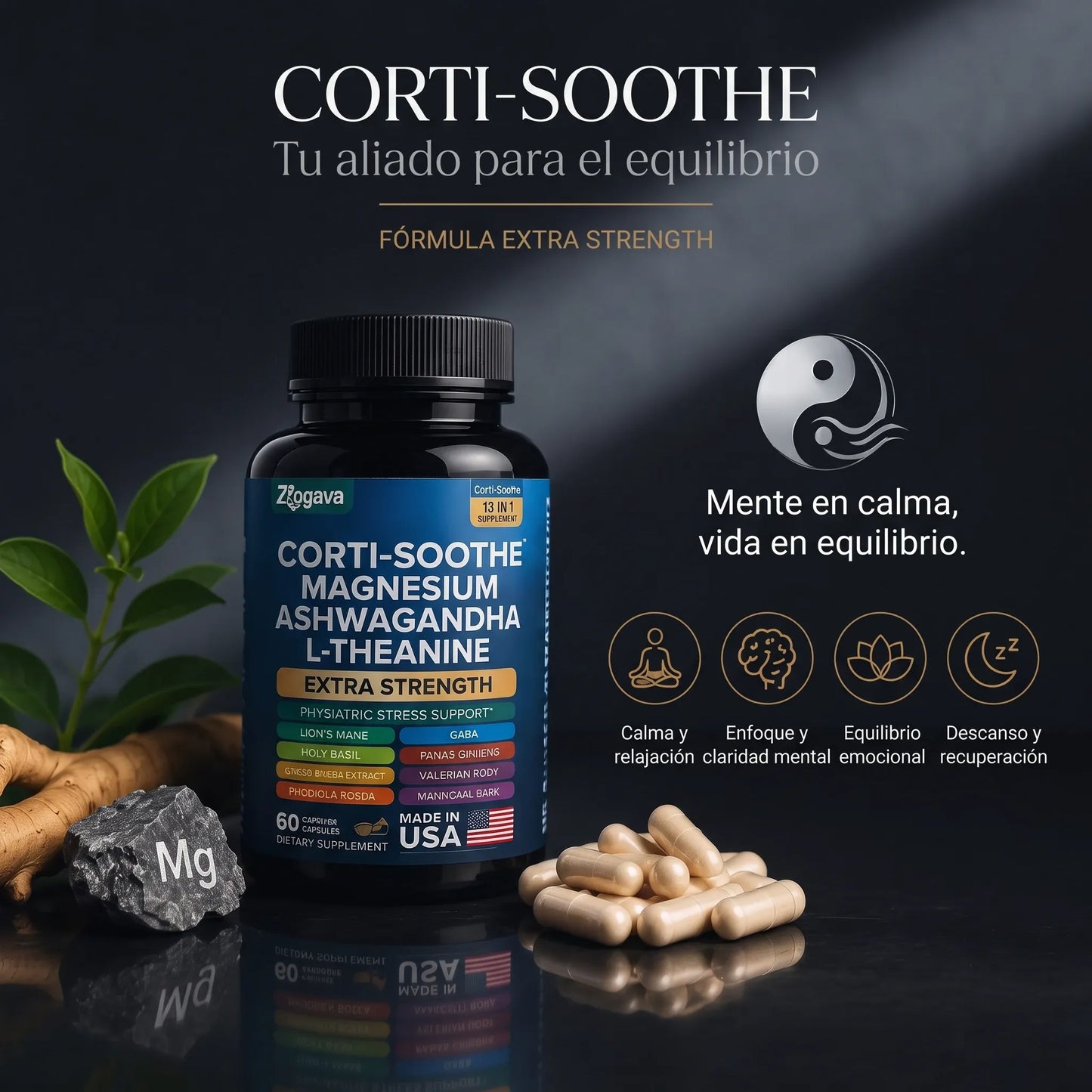 Corti-Soothe combina magnesio, ashwagandha y nootrópicos premium/ SOLO POR ESTE MES 2X1