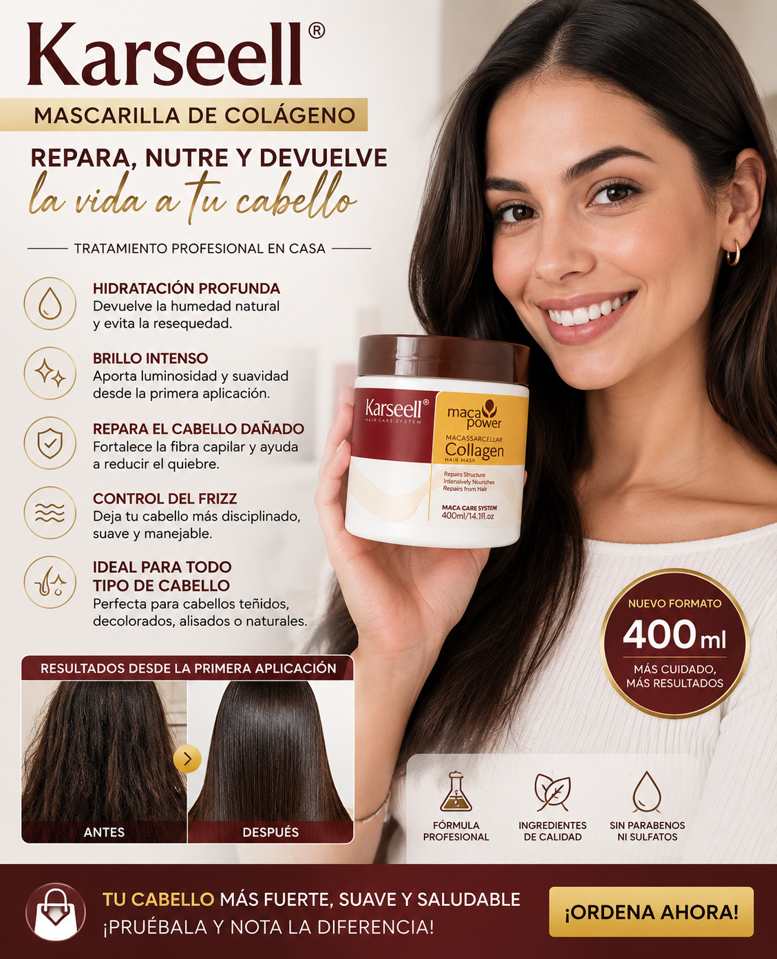 Karseell™ Botox Capilar - EL SECRETO PARA UN CABELLO DE ENSUEÑO 😍50% DE DESCUENTO/SOLO POR ESTE MES 2X1