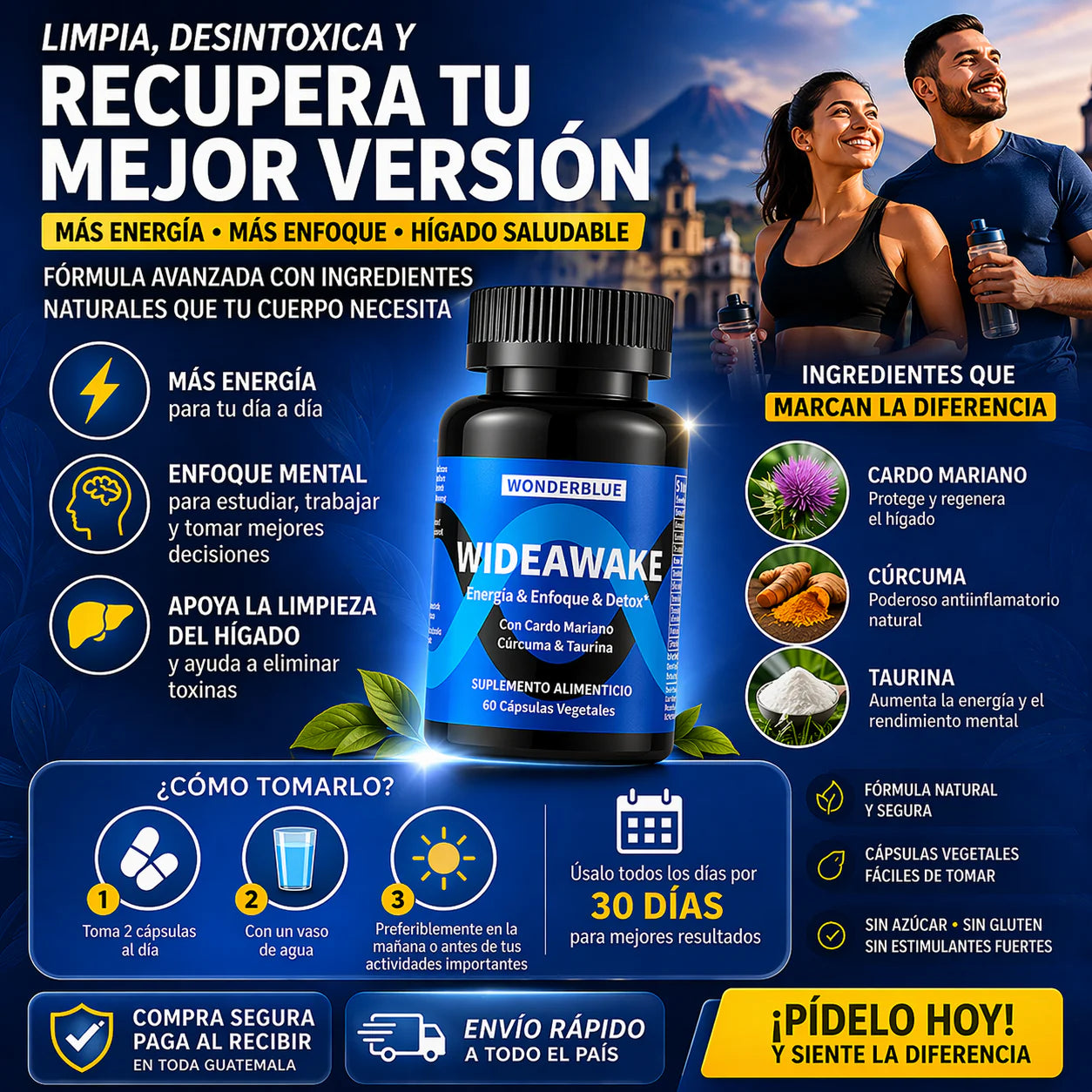 WIDEAWAKE – Energía y Enfoque Mental con Detox Natural (60 cápsulas) 🍃SOLO POR ESTE MES 2X1