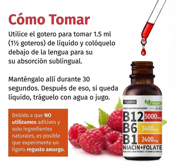 SUPLEMENTO LÍQUIDO DE VITAMINA B12 SOLO POR ESTE MES 2X1
