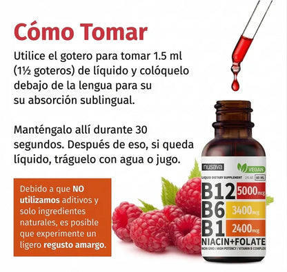 SUPLEMENTO LÍQUIDO DE VITAMINA B12 SOLO POR ESTE MES 2X1