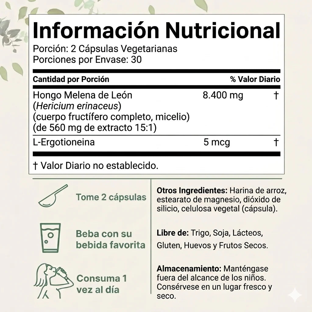 Melena de León Premium 8400mg | Enfoque, Memoria y Claridad Mental 🍄🧠SOLO POR ESTE MES 2X1