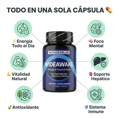 WIDEAWAKE – Energía y Enfoque Mental con Detox Natural (60 cápsulas) 🍃SOLO POR ESTE MES 2X1