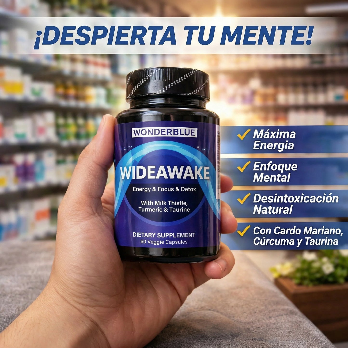 WIDEAWAKE – Energía y Enfoque Mental con Detox Natural (60 cápsulas) 🍃SOLO POR ESTE MES 2X1